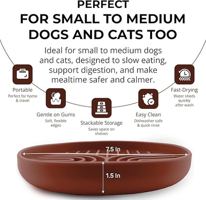Slow Feeder Dog Bowls, Dishwasher Safe, Non-Slip Base, BPA-Free Slow Eating Dog Bowl (Mocha, 1-Pack)