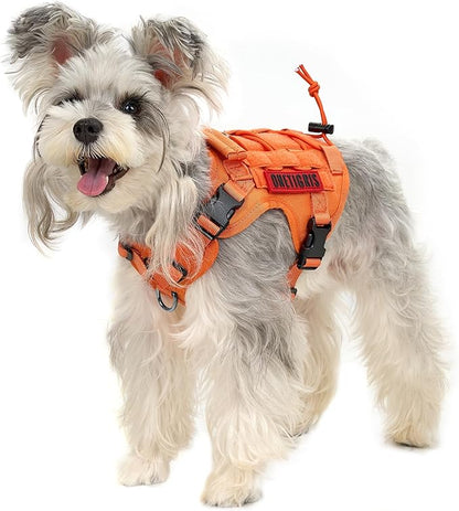 OneTigris Tactical Dog Harness Vest,No-Pull Service Dog Vest with Hook & Loop Panels,Adjustable Dog Vest Harness for Walking Hiking Training(Orange,XX-Small)
