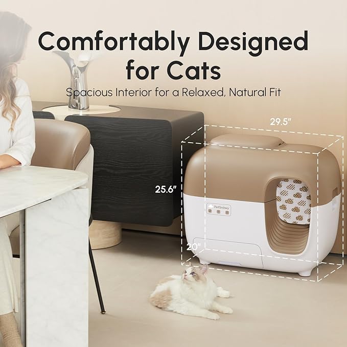 PetSnowy Self-Cleaning Automatic Cat Litter Box with Odor Control TiO2 System, Robot Litter Box with Auto-Packing, App Control, Large Cats & Multiple Cats (2026 Premium Version)