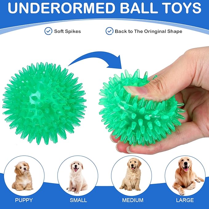 Hanaive 36 Pcs Squeaky Balls for Dogs Squeaky Dog Toys Bulk 2.5 Inch Spiky Pet Chew Balls Interactive Fetch Toys for Puppy Cleans Teeth and Training