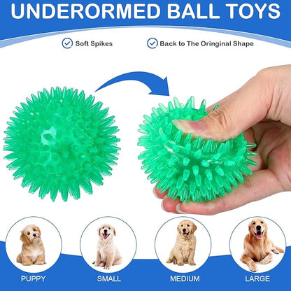 Hanaive 36 Pcs Squeaky Balls for Dogs Squeaky Dog Toys Bulk 2.5 Inch Spiky Pet Chew Balls Interactive Fetch Toys for Puppy Cleans Teeth and Training