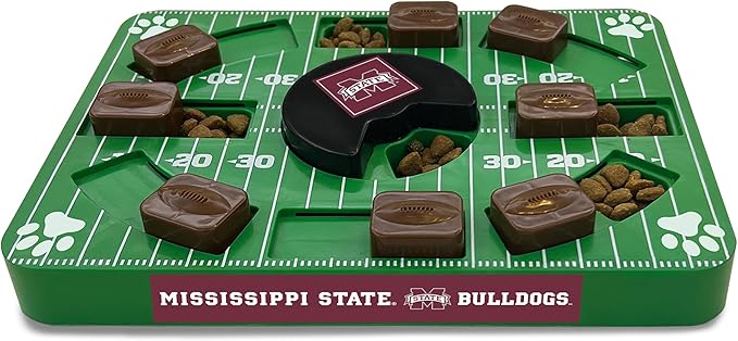 NCAA Puzzle Toy Slow Feeder, Puzzle Treat Dog Toy, Interactive Dog Treat Toy, Dog Puzzle Feeding Slow Toy (Mississippi State Bulldogs)