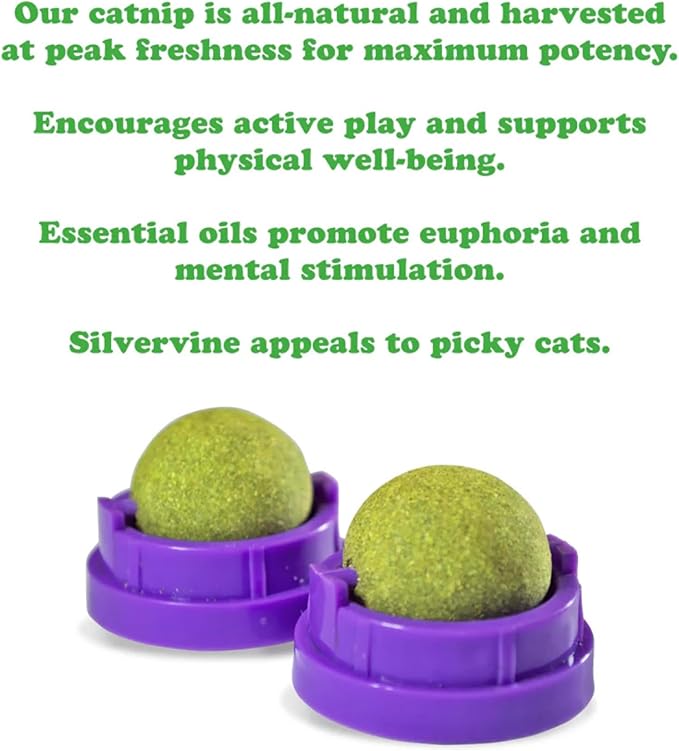 Meowijuana Compressed Catnip Ball Trio - Kalico Kush, Purrple Passion, and Whack ‘n’ Roll | Interactive Cat Toy Refill | Potent Hand Harvested Catnip Grown in North America