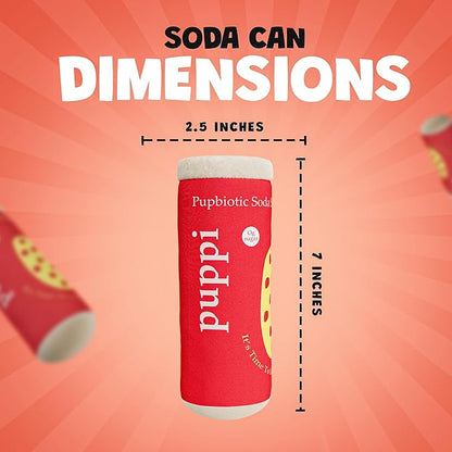 Soda Can Parody Dog Toy – Funny Squeaky Dog Toys for Interactive Play and Training – Durable, Easy to Clean, Birthday Gifts for Small, Medium and Large Dogs