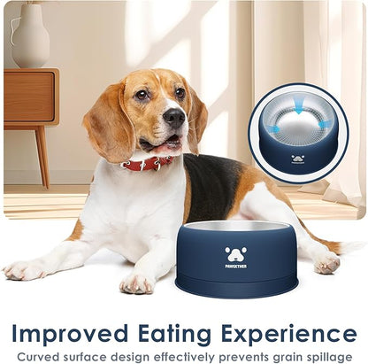 PAWGETHER® Stainless Steel Dog Bowls, Dog Food Water Bowl with Non-Slip Base Two-Piece Design Easy Clean Dishwasher Safe Navy Blue 34oz + 12oz
