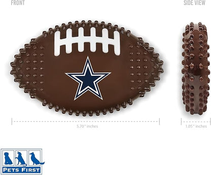 NFL Dallas Cowboys Mega- Chew Hard Nylon Bacon-Flavored Dog Bone Football Chew Toy Interactive Tasty Fun Dog Chewy Toys Indestructible Strong Durable Tough Pet Biting Playtoy for Aggressive Chewers