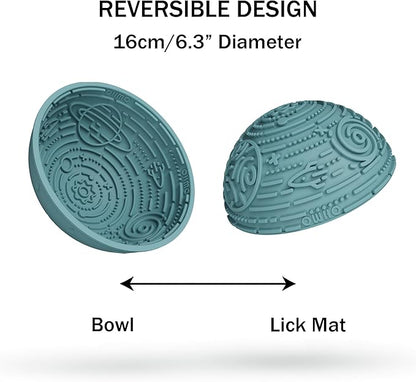 OHMO Slow Feeder Bowl Lick Mat for Dogs(Light Blue, 6.3") Interactive Soft Silicone w/Wobbly & Stable Galaxy Design, Reduces Pet Boredom Anxiety, Easy Clean