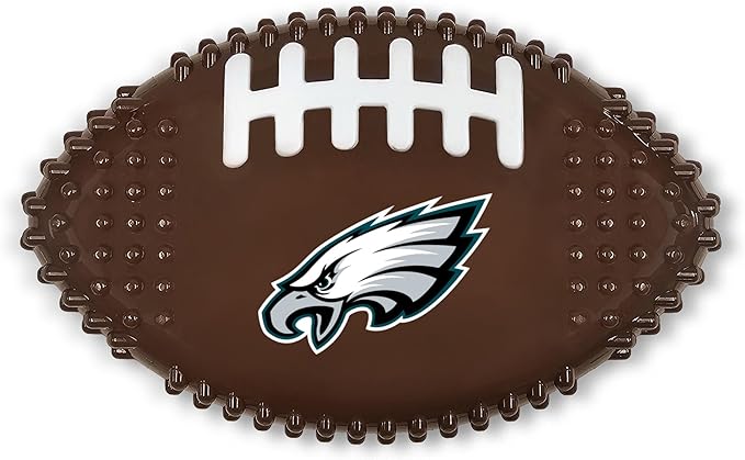 NFL Philadelphia Eagles Mega-chew Hard Nylon Bacon-flavored Dog Bone Football Chew Toy. Interactive, Durable Tasty Fun for Aggressive Chewers