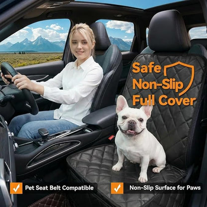 Car Seat Cover for Dogs,Waterproof PU Leather Dog Car Front Seat Cover,Heavy Duty Captain Seat Protector for Pets & Humans,Fit for Most Vehicles, Pickups,Trucks, SUVs(Black)
