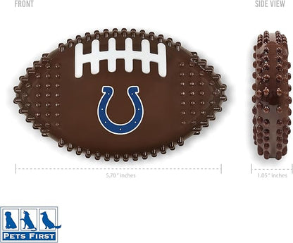 NFL Indianapolis Colts Mega-chew Hard Nylon Bacon-flavored Dog Bone Football Chew Toy Interactive Tasty Fun Dog Chewy Toys Indestructible Strong Durable Tough Pet Biting Playtoy for Aggressive Chewers