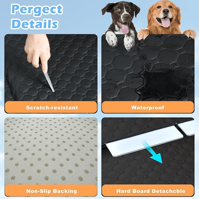 Back Seat Extender for Dogs, PU Leather Hard Bottom Truck Dog Seat Cover for Back Seat, Waterproof Pet Hammock Bed for Car with Side Flap, High Barrier Truck Pet Back Seat Covers