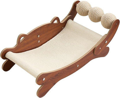 Natural Sisal Cat Scratch Pad with Sisal Cat Scratching Balls, Large Cat Scratcher Bed Hammock Lounge for Scratching Pad, Protects Furniture(Caramel)