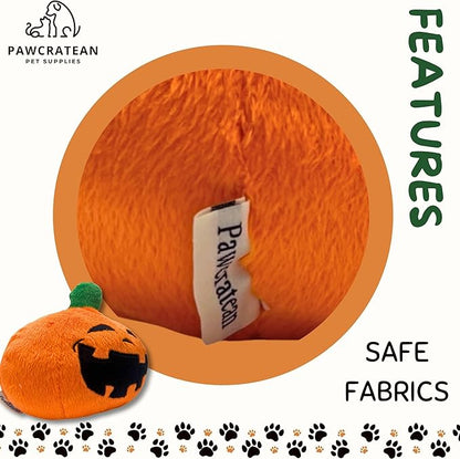 7" Squeaky Plush Toy for Puppies Small Dogs Self Etertainment Washable Soft Made [PET ONLY] (Halloween Pumpkin)