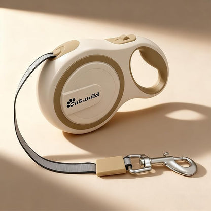 OUTnWILD Retractable Dog Leash, 16 ft Heavy Duty Dog Leash for Large Breeds/Pets Up to 110 lbs, 360° Tangle Free Design with One Touch Quick-Lock Braking System & Anti-Slip Handle. Khaki, L