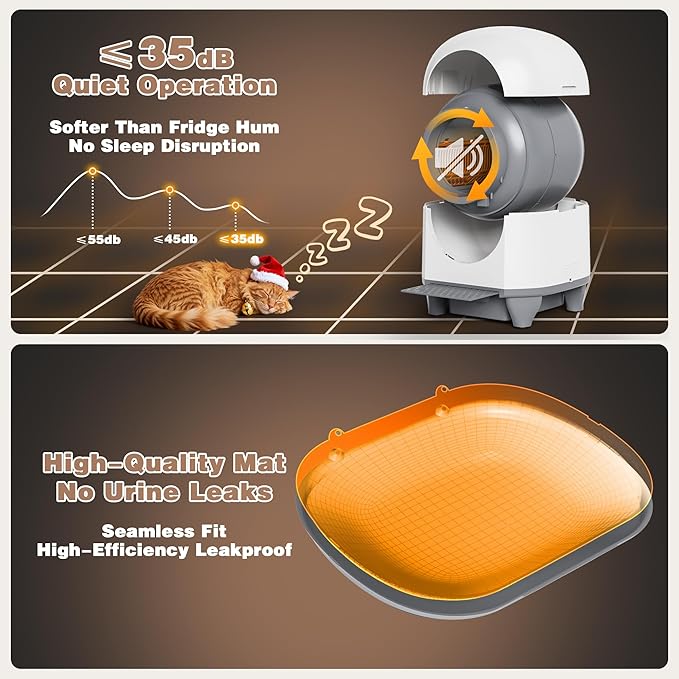 Greesum Smart Self-Cleaning Cat Litter Box, Fully Enclosed Automatic Litter Box with App Control, Safety Sensors& Large Capacity for Multi-Cat Homes, Includes Waste Bags & Mat