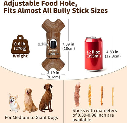 Bully Stick Holder for Dogs - for Aggressive Chewers Treat Chew Holder, Heavy Duty Yak Chew Toy Nylon Bone, Prevent Choking Safety Device for Small Medium Large Dogs, No More Swallowed Ends