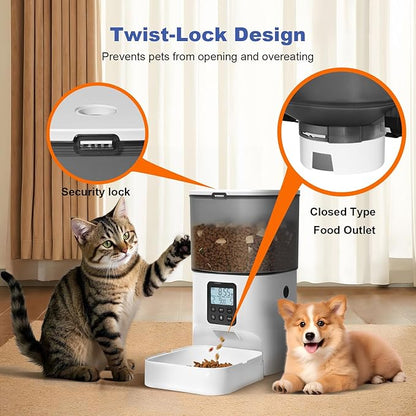 ANDOLL HOME Automatic Cat Feeder, 4L Cat Food Dispenser with 10s Voice Recorder, Pet Feeder up to 8 Meals per Day, Timed Dog Feeder with Dry Food Sealed Ring