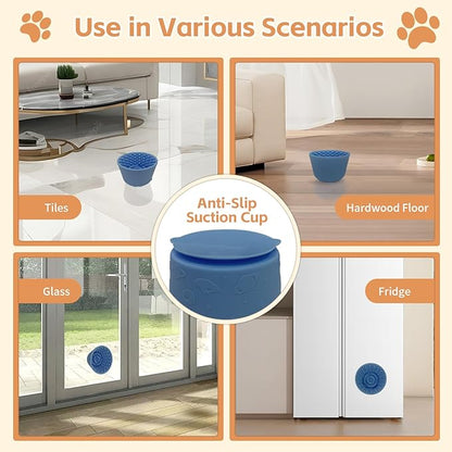 Dog Lick Bowl, Anxiety Relief Slow Feeder Treat Dispenser, Silicone Anti-chocking Pet Dish, Non-Slip Dog Licking Bowl Interactive Entertainment Puzzle Toy for Small & Medium-Dark Blue