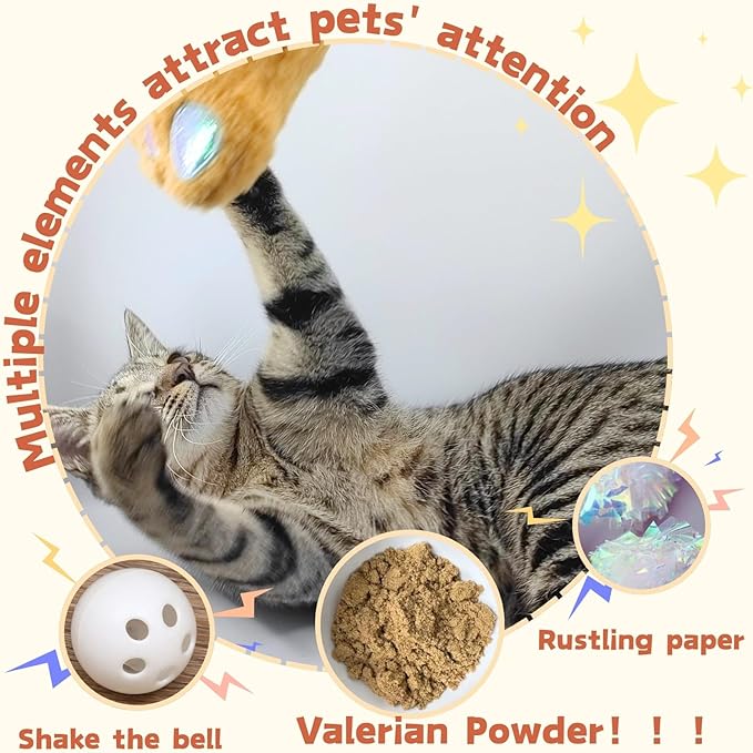Cat Toy Stinky Paws, Filled with Valerian Catnip, Hang Anywhere, Features Crinkle Paper and Rattle, Multi-Function Interactive Cat Toy, Suitable for All Cat Breeds