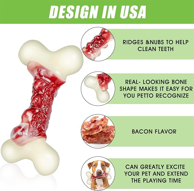 DEBAK Dog Toys for Aggressive Chewers, Dog Toys to Keep Them Busy, Durable and Strong Dog Bones for Heavy Chewers, Almost Indestructible for Lasts a Long Time