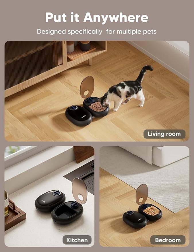 WOPET Automatic Cat Feeder– 48H Programmable Pet Food Dispenser with Ice Pack for Freshness, Yogurt & Canned Meals – Perfect for Cats, Kittens & Small Dogs