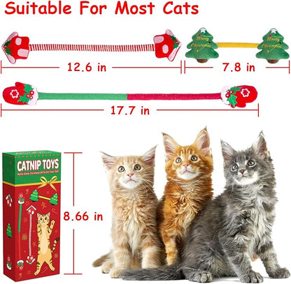 Retro Shaw Cat Chew Ropes 3PCS, Kitten Teething Toys for Indoor Cats, Natural Catnip Kicker Toys for Boredom Relief, Handmade Catnip Toys for Dental Health, Gift for Kitty