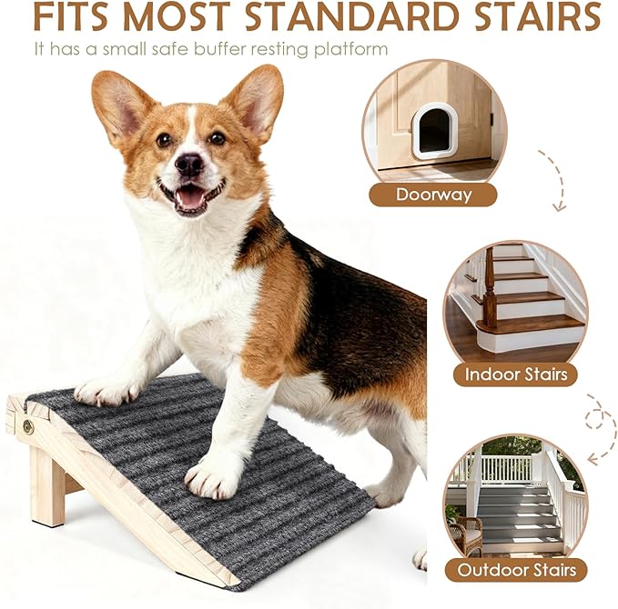 3 Pack Dog Ramp for Stairs, Anti-Slip Pet Step for Small Dogs with Soft Carpet Surface, Folding Portable Indoor/Outdoor Pet Steps for Stairs, Dog Stairs for Senior/Arthritis Dogs (Pet Firendly)