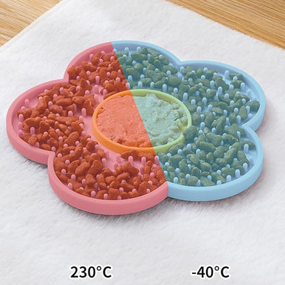 Cats Lick Pad with Suctions Cup Slow Feeders Licking Mat Flower Shape Silicone Pad with Suctions Cup Dog Licking Silicone Pet Feeding