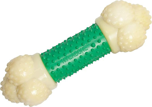 Nylabone Double Action Bone Power Chew Toy for Dogs, Rubber Dog Toys for Moderate & Aggressive Chewers, Bacon Flavor, Medium - Up to 35 lbs, 1 Count