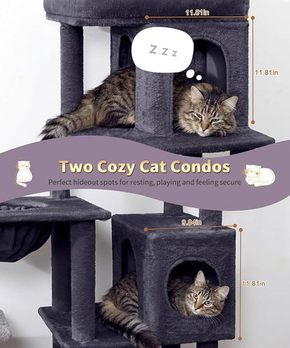 68 Inches Heavy Duty Cat Tree for Indoor Cat, Big Cat Tower with Sisal Scratching Posts and Top Perch, Large Platform for Adult Cats, PMT02DG, Dark Grey