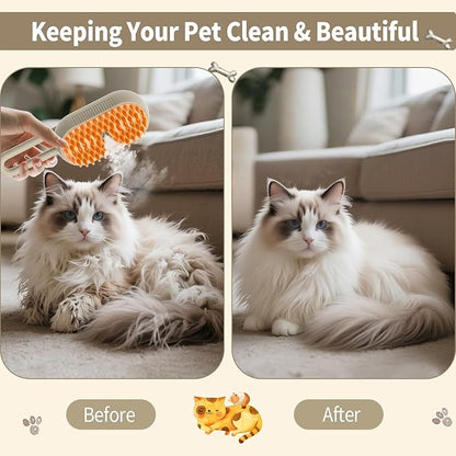 Cat Steam Brush for Shedding, 4-in-1 Steam Brush for Cats and Dogs, Spray Hair Removal Comb, Pet Brush for Cleaning Comb, Hair Removal, Massage, Grooming