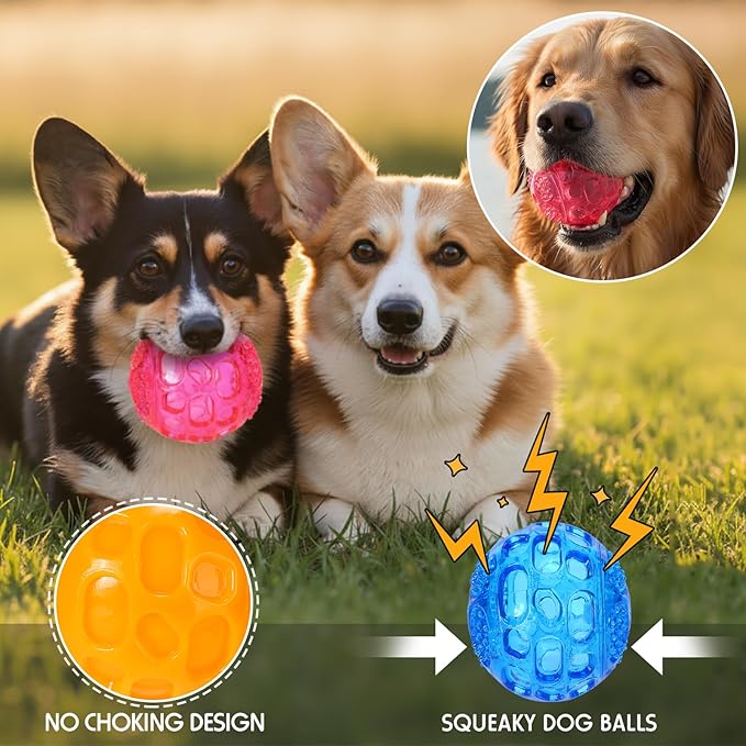 24 pcs 2.36'' Squeaky Dog Toy Balls Rubber Dog Toys for Playing Fetching Retrieving Durable Aggressive Chewers Teeth Cleaning and Training Balls for Medium, Small Dogs Puppy(Bright Color)