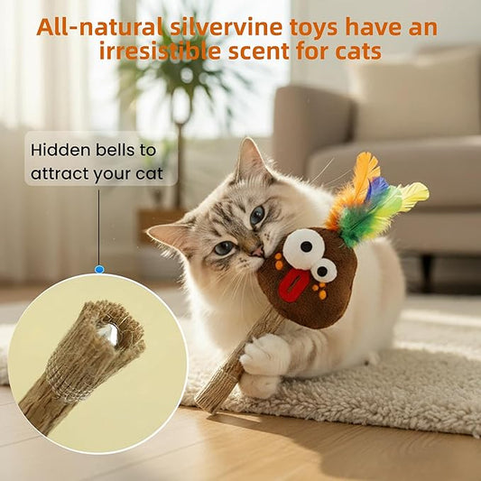 5 Pcs Catnip Toys for Cats, Silvervine Interactive Cat Toy Set with Squeaker & Feathers, Natural Organic Catnip Dental Chew Toys for Kitten Teething, Boredom & Anxiety Relief Plush Set