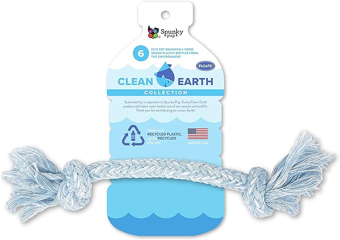 Spunky Pup Clean Earth Recycled Rope Dog Toy | Made in USA| Made from 100% Recycled Water Bottles, Medium,Blue,7122
