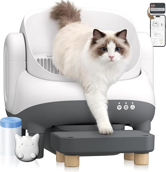 S7 Pro Self Cleaning Litter Box, Automatic Open Top, App Control, Extra Large Electric for Multi-Cat, Includes Pedal Mat and Bags