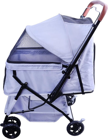 Reversible Pet Stroller (4 Wheels for Cats and Dogs) for Small and Medium Pets up to 33 lbs.Gray