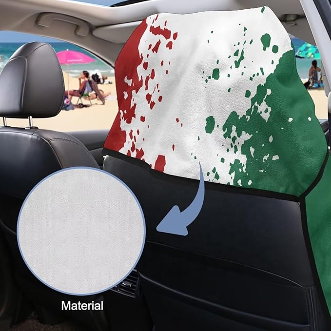 SEANATIVE Mexican Flag Car Seat Cover Protector Front Seats Car Towel, for Gym, Running, Swimming, Beach and Hiking, Sweat Towel Bucket Seat Covers for Trucks SUV Jeep