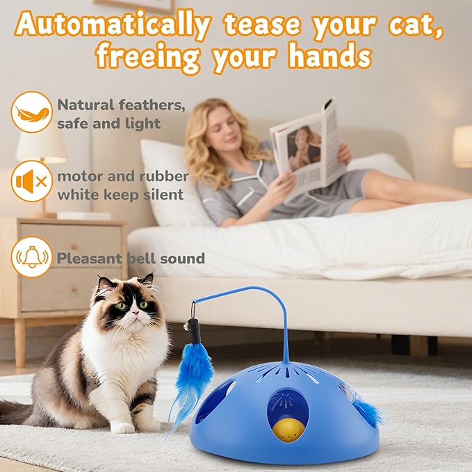 Cat Toys for Indoor Cats Interactive Cats Toy Kitten feathertoy; Trackball, Cat Tunnel Kitty Toys for Multi-cat Family