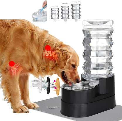 RIZZARI Gravity Water Dispenser for Dogs: 8L Raised Black Automatic Stainless Steel Waterer -Removes Odors -Softens Water -Helps Prevent Urinary Stones -Good for Spine - Senior Dogs- for Bedrooms