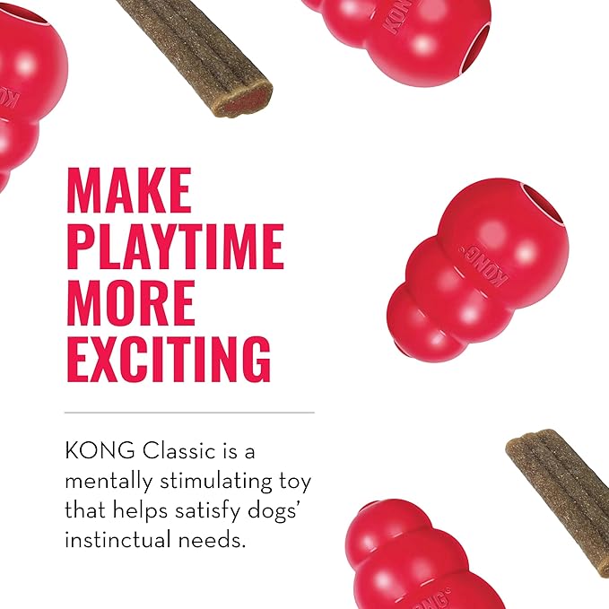 KONG Classic Toy & Ziggies Treats Combo Pack - Durable Chew Toy for Dogs - with Ziggies Chicken-Flavored Treats - Dog Accessories for Fun & Health - for Large Dogs