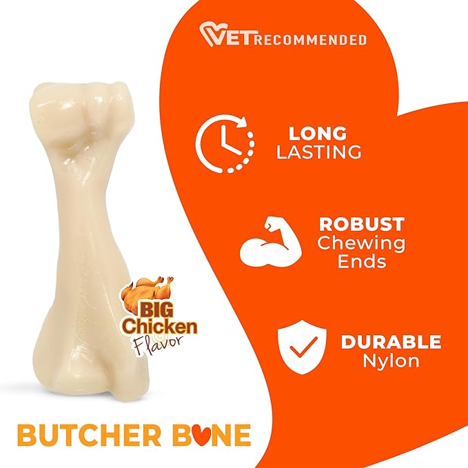 Nylabone Big Chew Knuckle Bone Power Chew Toy for Large Dogs, Durable Dog Toys for Aggressive Chewers, Destroy Proof Chew Toys To Keep Them Busy, Chicken Flavor, XX-Large, 50++ lbs, 1 Count