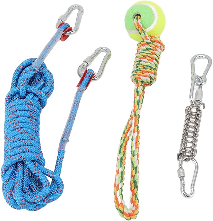Tether Tug Outdoor Dog Toy, 16. 4ft Dog Outdoor Bungee Hanging Toy Tree Dog Toy Dog Toys Rope Dog Rope Toy with Spring Rod for Medium Large Dogs