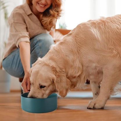 8'' Ceramic Dog Bowl - 70Oz Classic Dogs Food & Water Bowl for Medium and Large Breeds, Heavy-Duty Non-Slip Dog Dish, Food Grade Stoneware Pet Bowl, Dishwasher & Microwave Safe, Green