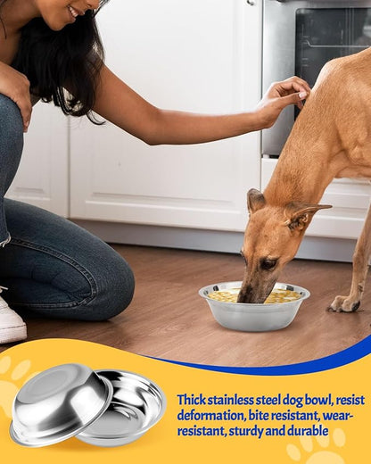 20 PCS Stainless Steel Dog Bowls, 32 Oz (4 Cups) Thickened Metal Dog Bowls for Multi Dogs Multi Cat Households or Kennels, Pet Replacement Bowl of Food and Water, Dishwasher Safe