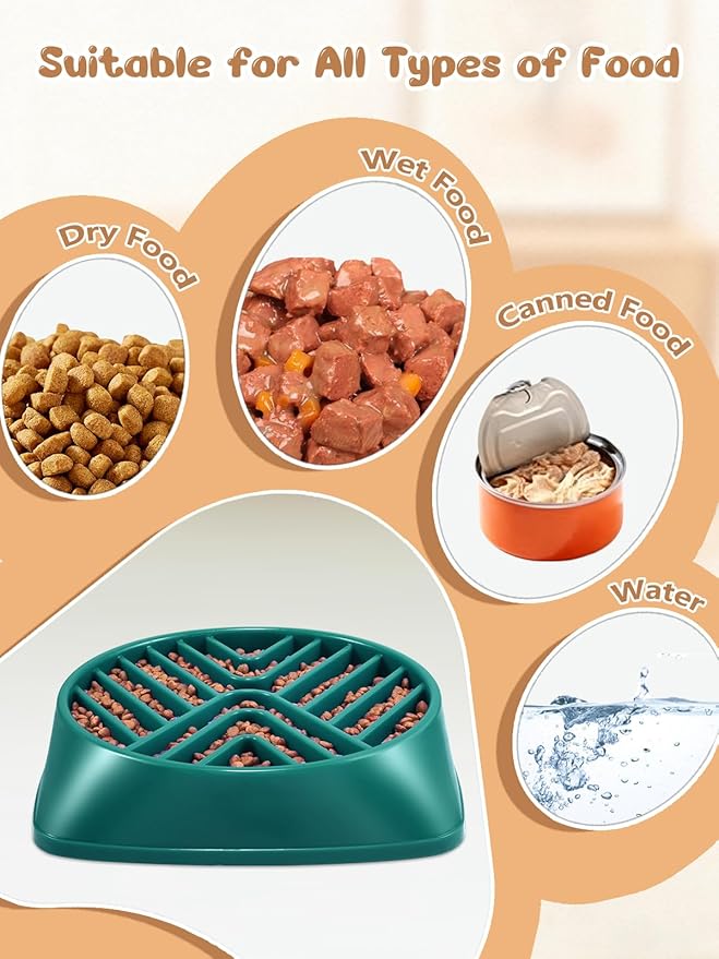 KASBAH Slow Feeder Dog Bowls Large Breed, 5 Cups Capacity for Wet & Dry Food, Puzzle Maze Bowl for Fast Eaters, Non-Slip Base, BPA Free, Helps Prevent Bloat and Aid Digestion