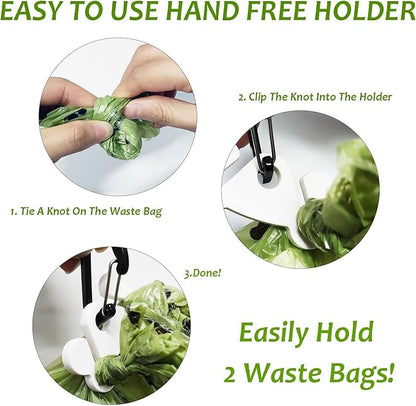 Dog Poop Bag Holder for Waste Bags Dispenser Leash Pet Waste Bag Carrier Hand Free Walking Holder,1PC White Holders