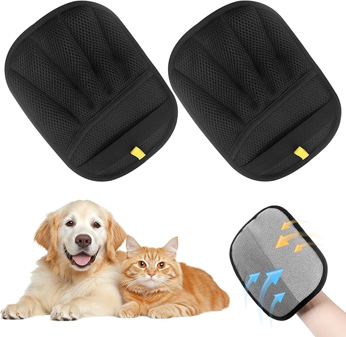 Pet Hair Removal Glove, Electrostatic Pet Hair Removal Gloves, Upgrade Efficient Grooming Gloves for Pet Hair, Clothing, Couch, Furniture, Carpet, Car Seat-2PCS