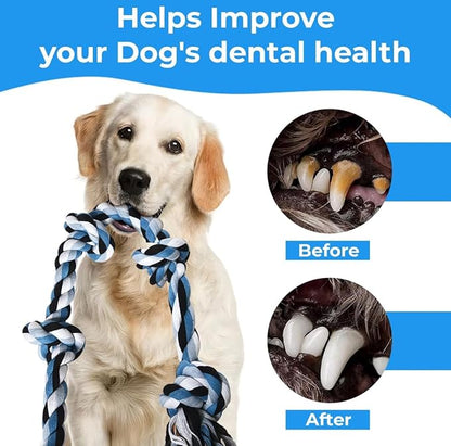 Flossy Chews Rope Tug Dog Rope Toys for Large and Medium Aggressive Chewers, Heavy Duty for Large Breed, Indestructible Dog Chew Toys, Tug of War, 100% Cotton Teeth Cleaning (Pink White, Large 17.8")