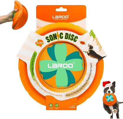 LaRoo Dog Flying Disc, Flying Plate 9.6in Bite Resistant Floating Interactive Tossing Toys, Chew Toy for Training Summer Party Outdoor Playing Puppy Medium Large Dogs Birthday