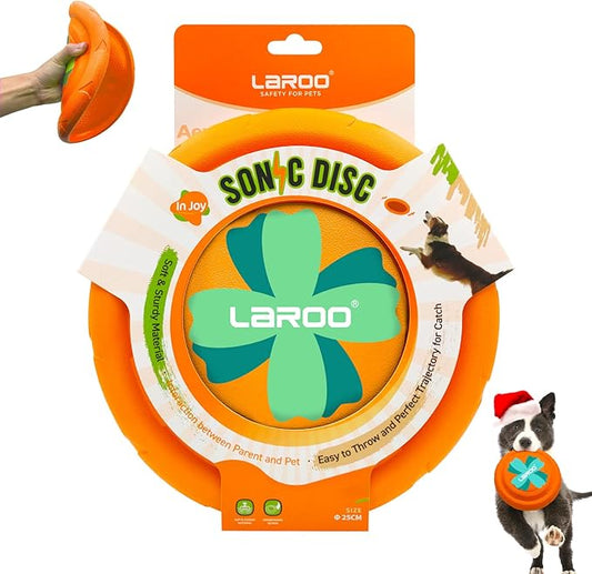 LaRoo Dog Flying Disc, Flying Plate 9.6in Bite Resistant Floating Interactive Tossing Toys, Chew Toy for Training Summer Party Outdoor Playing Puppy Medium Large Dogs Birthday